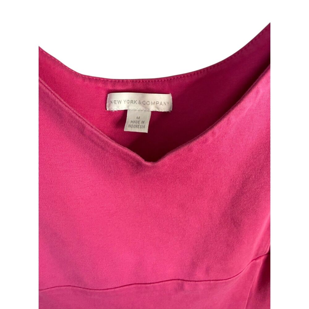 New York & Company Pink Sleeveless Dress Size M Knee Length Cotton Casual - Picture 6 of 6